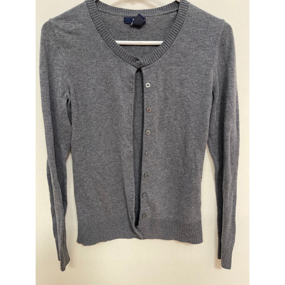Gap Womens Heather Gray V-Neck Button Front Knit Cardigan Sweater Size XS